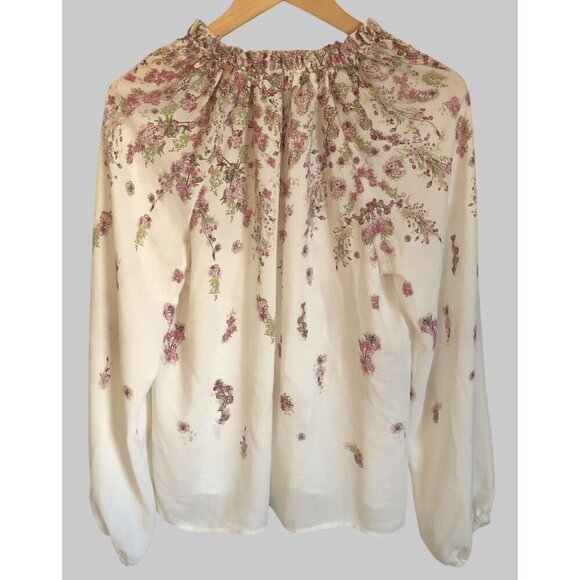 NWT Cupcakes And Cashmere Floral Print Blouse Womens L Cottagecore Bloomcore - Picture 2 of 8